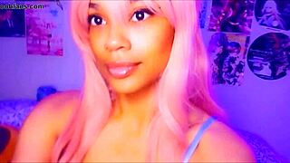 Ebony teen babe explores dirty lesbian pleasures in the dark