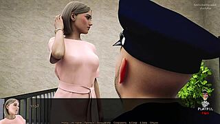 a blonde milf in a cartoon game uses toys to reach orgasm