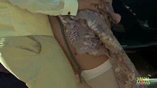 Criminals have fun during an outdoors group sex session with the blonde and brunette milfs with big boobs 😈