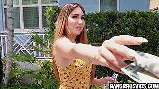 Her big tits excite him during outdoor cowgirl ride.