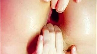 teen 18+ amateur gets hardcore anal fisting with giant dildo