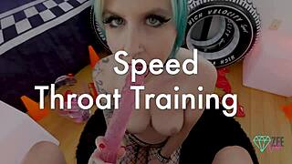 Pov training session in the race car room with toys and gagging.