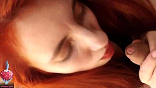 cute redhead girl gives blowjob and rides cowgirl with perfect ass pov