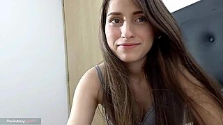 joven colombian babe gets aroused seeing husband naked and gives intense blowjob