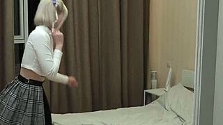 Watch depraved angel eva barbie in thigh-highs riding and blowjobbing hard!