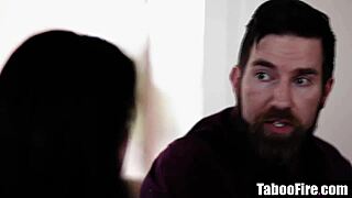 Golddigger bitch anal fucked by boyfriend and stepdad 😈