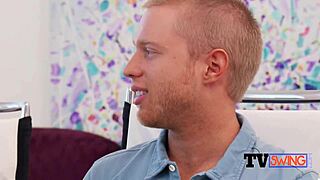 American amateur couples engage in steamy foreplay before party, hosing each other down 😈