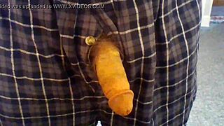 guy playing with his open fly penis and precum