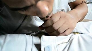 New Year's party erupts into gay threesome with spicy cocks