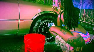 i watched the ebony stripper at the car wash in dallas texas, her bikini got ripped during the performance.