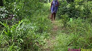 Girl assists lucky blind man outdoors