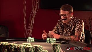 Tattooed Hottie Misha Montana Bets Big In Poker With Deepthroat And Doggy Action