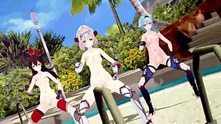 Genshin Impact Noelle Amber Eula in MMD Dance Show