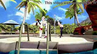 Genshin Impact Noelle Amber Eula in MMD Dance Show