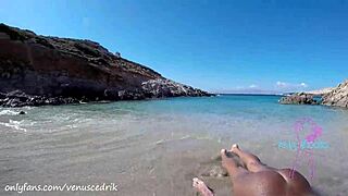 Venus Afrodita banging hard on a public beach with passion