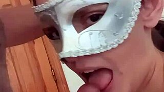 Man sucks cock while masturbating for cum in mouth