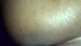 Bent over in doggystyle, this ebony babe takes a big black cock