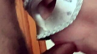 Man sucks cock while masturbating for cum in mouth