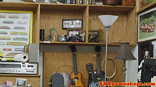 That pawnshop chick with glasses bends over for a doggystyle fuck