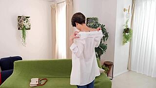 First-Time Housewife Kaoru Teranishi Squirts in Steamy Blowjob Scene