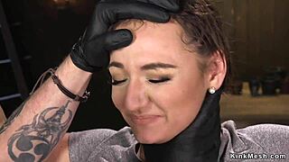 Busty Slave On Pussy Perch Gags And Squirts 😈