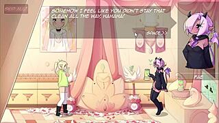 In this hentai game, Max the Elf transforms into a futanari with big tits, joining a 3some for intense anal creampie action.