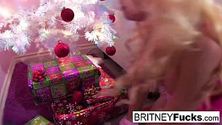 Britney Amber unwraps a Christmas surprise for her ass.