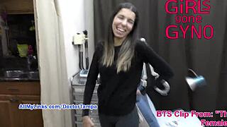 American teen girls Angel Santana and Aria Nicules enjoy a gynecological exam
