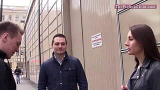 sexy babe gets bent over for doggystyle pounding in a group threesome