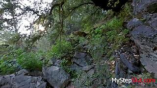 I saw my step dad fuckin' his skinny daughter outdoor, it was so taboo and hot!