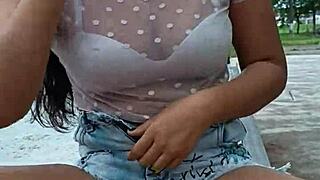 Showing tits and vagina on the street in public