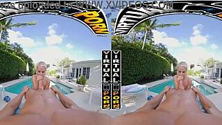 Gorgeous milf in VR gets oiled up sensually