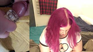 Chubby Tranny Feels Intense Pleasure Masturbating With Monster Cock Toy In Close Up Pov