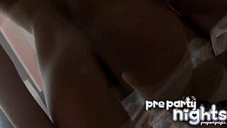 sweet brunette babe in lingerie rubs her pussy to orgasm showing off big natural tits