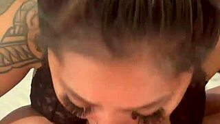 Asian woman enjoys fun activities with a large toy in a hotel room