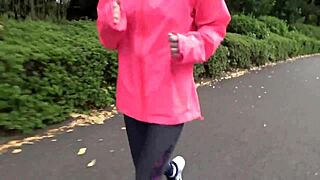 Slender Asian babe picked up jogging, her smooth curves leading to a creampie finish