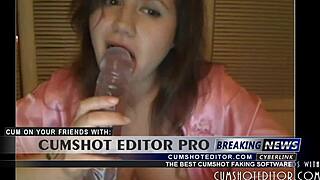 amateur BRUNETTE DEEPTHROATING big tits MILF with dildo toys