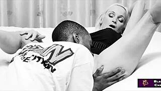 Busty blonde wife at home