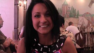 Amateur brunette enjoys outdoor public scene