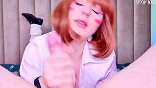 Ochako Uraraka's first double penetration after anal fuck