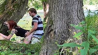 babyybutt gets double creampie and facial in the woods