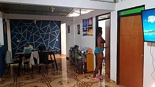 Country girl deepthroats cock while shaking her big ass sexily