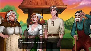 Old ugly grandma transforms into busty blonde teen for cartoon fun.