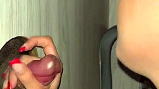 Prostitute sucking multiple cocks in front of cuckold during rough session.