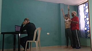 Stepmother gets wild with stepson while friend chills on computer 😏