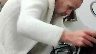 Watch my husband step out of the shower in just a towel?