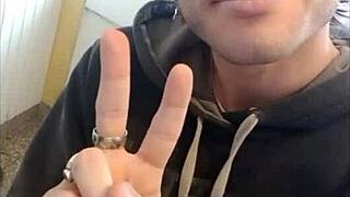 Gay guy shows his face in action!