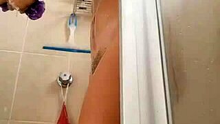 Hidden camera catches my neighbor Karol Smith bathing in the shower outside