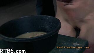 playgirl enters cage for rough blowjob