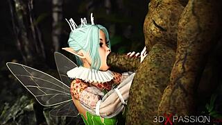 Hot fairy threesome with orcs in forest